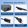 Chargeur 65W Compatible avec Microsoft Surface Pro 11 10 9 8 7+ 7 5 4 3, Surface Laptop 7 6 5 4 3 2 1, Surface Book 3 2 1, Surfa