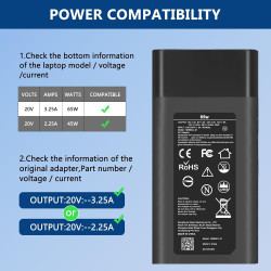 Nouveau Chargeur Rapide USB C 65 W/45 W Compatible avec Les Ordinateurs Portables HP Elitebook, Envy, Spectre, Envy X360, Spectr