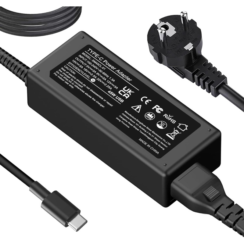 Chargeur USB C 45W Compatible avec HP Chromebook X360 14 14-ca051wm,14-ca052wm,14-ca091wm,ca061dx,14-ca0061dx,14-ca060nr,ca020nr