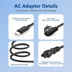Chargeur USB C 45W Compatible avec HP Chromebook X360 14 14-ca051wm,14-ca052wm,14-ca091wm,ca061dx,14-ca0061dx,14-ca060nr,ca020nr
