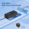 Chargeur USB C 45W Compatible avec HP Chromebook X360 14 14-ca051wm,14-ca052wm,14-ca091wm,ca061dx,14-ca0061dx,14-ca060nr,ca020nr
