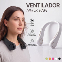 LA CASA DE LAS CARCASAS Ventilateur de cou portable mains libres USB-C, 5 couleurs (blanc)