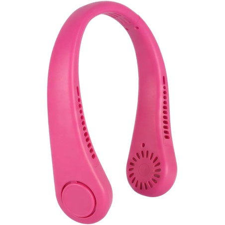 LA CASA DE LAS CARCASAS Ventilateur de cou portable mains libres USB-C, 5 couleurs (rose fluo)