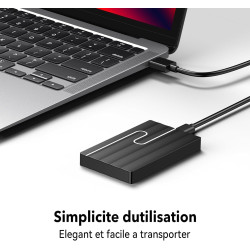 Gorilla Carts 2To Disque Dur Externe, Ultra-Mince 2, 5", Stockage pour PC, Mac PC, TV, Ordinateur Portable, Bureau, Windows (Noi