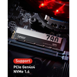 Lexar NM790 SSD interne 2To, M.2 2280 PCIe Gen4x4 NVMe 1.4 SSD, Jusqu'à 7400 Mo/s en lecture, 6500 Mo/s en écriture, pour PS5, l