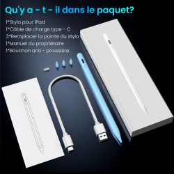 Variglas Stylet pour iPad 2018-2026 - 2X Charge Rapide Bleu | Précision Pixel,Rejet de Paume,Compatible avec iPad 11(A16)/10/9/