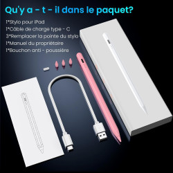 Variglas Stylet pour iPad 2018-2026 - 2X Charge Rapide Rose | Précision Pixel,Rejet de Paume,Compatible avec iPad 11(A16)/10/9/