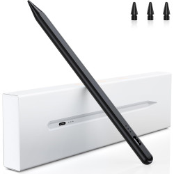 Variglas Stylet pour iPad 2018-2026 - 2X Charge Rapide Noir | Précision Pixel,Rejet de Paume,Compatible avec iPad 11(A16)/10/9/