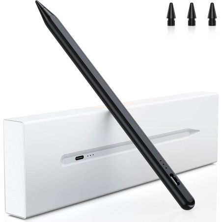 Variglas Stylet pour iPad 2018-2026 - 2X Charge Rapide Noir | Précision Pixel,Rejet de Paume,Compatible avec iPad 11(A16)/10/9/