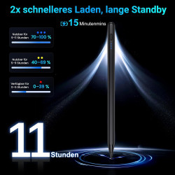 Variglas Stylet pour iPad 2018-2026 - 2X Charge Rapide Noir | Précision Pixel,Rejet de Paume,Compatible avec iPad 11(A16)/10/9/