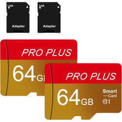 Carte Micro SD 64 Go, Lot de 2 SD Card avec Adaptateur UHS-I A1 C10 TF Carte Memoire Micro SD Cartes Mémoire Microsd pour Tablet