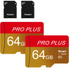 Carte Micro SD 64 Go, Lot de 2 SD Card avec Adaptateur UHS-I A1 C10 TF Carte Memoire Micro SD Cartes Mémoire Microsd pour Tablet