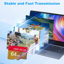 Carte Micro SD 64 Go, Lot de 2 SD Card avec Adaptateur UHS-I A1 C10 TF Carte Memoire Micro SD Cartes Mémoire Microsd pour Tablet