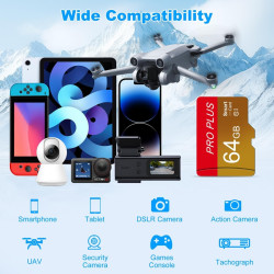 Carte Micro SD 64 Go, Lot de 2 SD Card avec Adaptateur UHS-I A1 C10 TF Carte Memoire Micro SD Cartes Mémoire Microsd pour Tablet