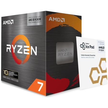 AMD Ryzen 7 5800X3D Processeur 10E Anniversaire (8 Coeurs/16 Threads, Socket AM4, 105W TDP, 100 Mo Cache, jusqu'à 4.5 GHz Fréque