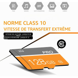 128 Go Carte mémoire, Micro Carte mémoire avec Adaptateur Classe 10 Haute Vitesse pour Appareil Photo, Smartphone, Tablette