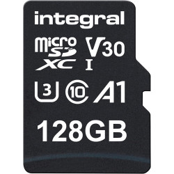 Integral 128GB microSD Card Haute Vitesse Carte Mémoire Vidéo 4K – Jusqu'à 100MB/s en lecture et 50MB/s en écriture, UHS-I, U3, 