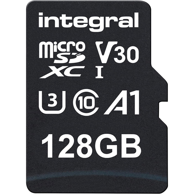 Integral 128GB microSD Card Haute Vitesse Carte Mémoire Vidéo 4K – Jusqu'à 100MB/s en lecture et 50MB/s en écriture, UHS-I, U3, 