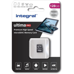 Integral 128GB microSD Card Haute Vitesse Carte Mémoire Vidéo 4K – Jusqu'à 100MB/s en lecture et 50MB/s en écriture, UHS-I, U3, 
