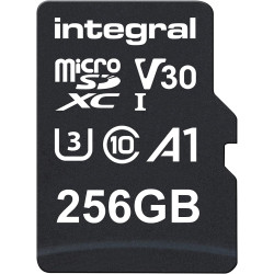Integral 256GB microSD Card Haute Vitesse Carte Mémoire Vidéo 4K – Jusqu'à 100MB/s en lecture et 50MB/s en écriture, UHS-I, U3, 