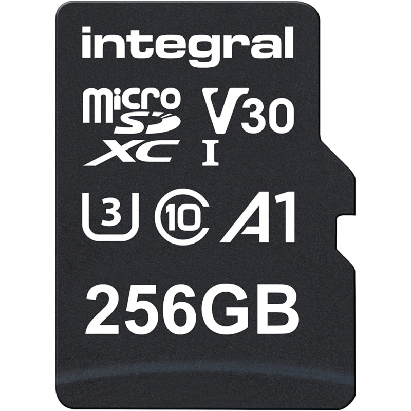 Integral 256GB microSD Card Haute Vitesse Carte Mémoire Vidéo 4K – Jusqu'à 100MB/s en lecture et 50MB/s en écriture, UHS-I, U3, 