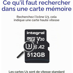 Integral 512GB microSD Card Haute Vitesse Carte Mémoire Vidéo 4K – Jusqu'à 100MB/s en lecture et 50MB/s en écriture, UHS-I, U3, 