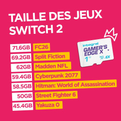 Carte microSD Express Gamer's Edge X 1 to – pour Switch 2, 890 Mo/s Lecture, 810 Mo/s écriture, NVMe, 4K, A1, Vitesse de feu, lo