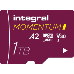 Integral Momentum I - 1 to Carte microSDXC, 210 Mo/s en Lecture, 180 Mo/s en écriture, V30, U3, A2, pour 4K/5K UHD sur GoPro, Dr