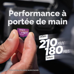 Integral Momentum I - 1 to Carte microSDXC, 210 Mo/s en Lecture, 180 Mo/s en écriture, V30, U3, A2, pour 4K/5K UHD sur GoPro, Dr