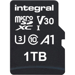 Integral 1TB microSD Card Haute Vitesse Carte Mémoire Vidéo 4K – Jusqu'à 100MB/s en Lecture et 50MB/s en écriture, UHS-I, U3, Cl