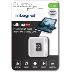 Integral 1TB microSD Card Haute Vitesse Carte Mémoire Vidéo 4K – Jusqu'à 100MB/s en Lecture et 50MB/s en écriture, UHS-I, U3, Cl