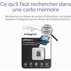 Integral 1TB microSD Card Haute Vitesse Carte Mémoire Vidéo 4K – Jusqu'à 100MB/s en Lecture et 50MB/s en écriture, UHS-I, U3, Cl