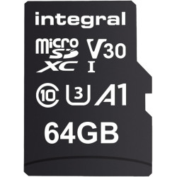 Integral 64GB Pack Double Cartes microSD Premium, vidéo 4K, 100MB/s Lecture, 50MB/s écriture, UHS-I, U3, V30, Classe 10, A1 – po