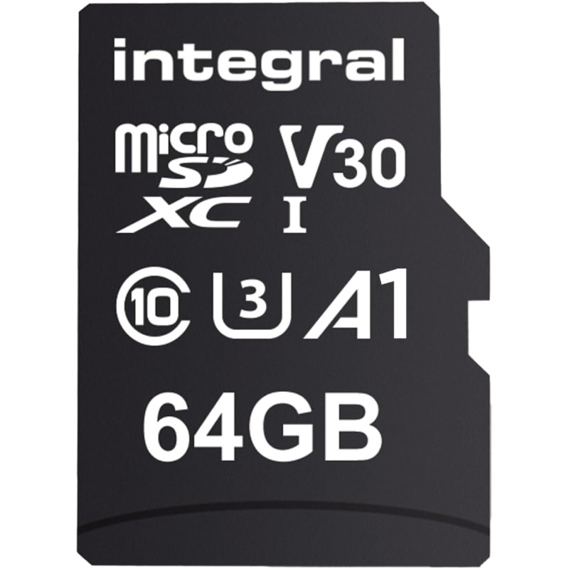 Integral 64GB Pack Double Cartes microSD Premium, vidéo 4K, 100MB/s Lecture, 50MB/s écriture, UHS-I, U3, V30, Classe 10, A1 – po