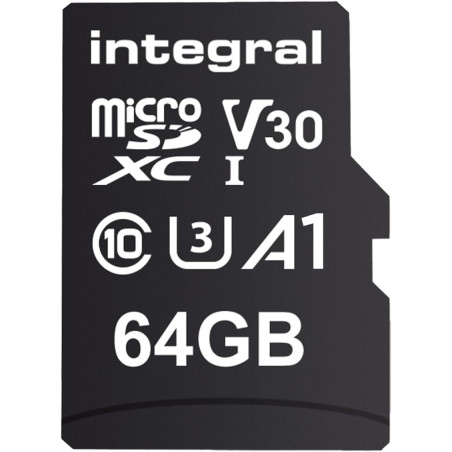 Integral 64GB Pack Double Cartes microSD Premium, vidéo 4K, 100MB/s Lecture, 50MB/s écriture, UHS-I, U3, V30, Classe 10, A1 – po