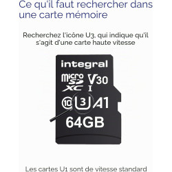 Integral 64GB Pack Double Cartes microSD Premium, vidéo 4K, 100MB/s Lecture, 50MB/s écriture, UHS-I, U3, V30, Classe 10, A1 – po