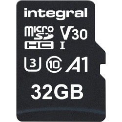 Integral 32GB microSD Card Haute Vitesse Carte Mémoire Vidéo 4K – Jusqu'à 100MB/s en lecture et 30MB/s en écriture, UHS-I, U3, C