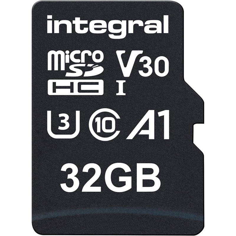 Integral 32GB microSD Card Haute Vitesse Carte Mémoire Vidéo 4K – Jusqu'à 100MB/s en lecture et 30MB/s en écriture, UHS-I, U3, C
