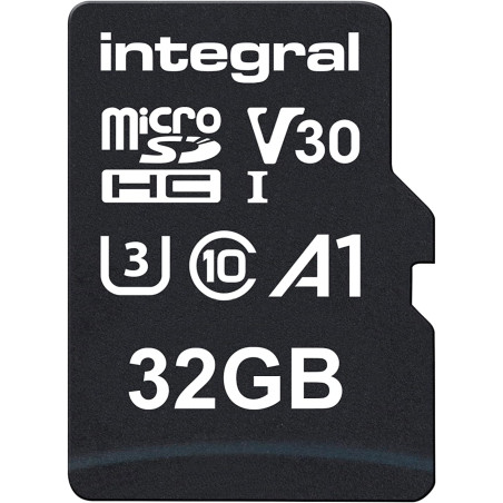 Integral 32GB microSD Card Haute Vitesse Carte Mémoire Vidéo 4K – Jusqu'à 100MB/s en lecture et 30MB/s en écriture, UHS-I, U3, C