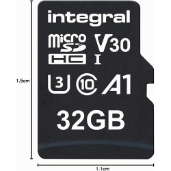 Integral 32GB microSD Card Haute Vitesse Carte Mémoire Vidéo 4K – Jusqu'à 100MB/s en lecture et 30MB/s en écriture, UHS-I, U3, C