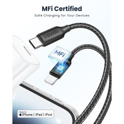 RAVIAD Câble USB C vers Lightning [50CM/Lot de 2] Certifié MFi Câble USB C | iPhone Chargeur Rapide Power Delivery Fil Lightning