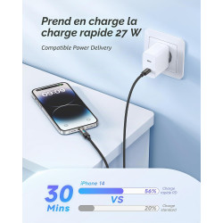 RAVIAD Câble USB C vers Lightning 0.5M [Certifié MFi] Câble USB C iPhone | Chargeur Rapide Power Delivery Fil Lightning USB C po