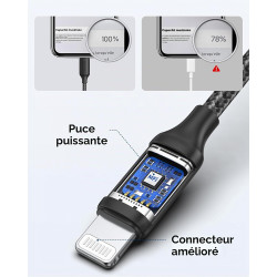 RAVIAD Câble USB C vers Lightning 0.3M [Certifié MFi] Câble USB C iPhone | Chargeur Rapide Power Delivery Fil Lightning USBC pou