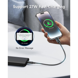 RAVIAD Câble USB C vers Lightning 0.5M [Certifié MFi] Câble USB C iPhone | Chargeur Rapide Power Delivery Fil Lightning USB C po