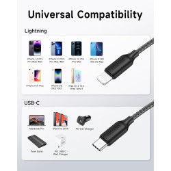 RAVIAD Câble USB C vers Lightning 0.5M [Certifié MFi] Câble USB C iPhone | Chargeur Rapide Power Delivery Fil Lightning USB C po
