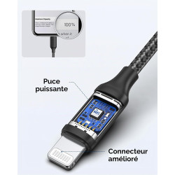 RAVIAD Câble USB C vers Lightning 2M [Certifié MFi] Câble USB C iPhone | Chargeur Rapide Power Delivery Fil Lightning USB C pour