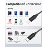 RAVIAD Câble USB C vers Lightning 2M [Certifié MFi] Câble USB C iPhone | Chargeur Rapide Power Delivery Fil Lightning USB C pour