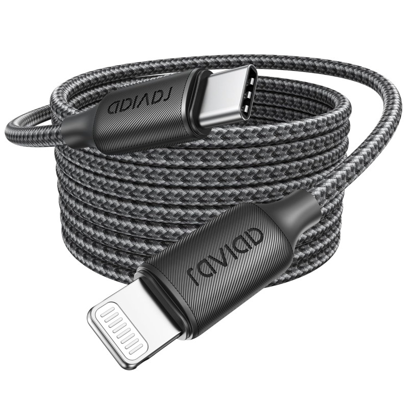 RAVIAD Câble USB C vers Lightning 3M [Certifié MFi] Câble USB C iPhone | Chargeur Rapide Power Delivery Fil Lightning USBC pour 