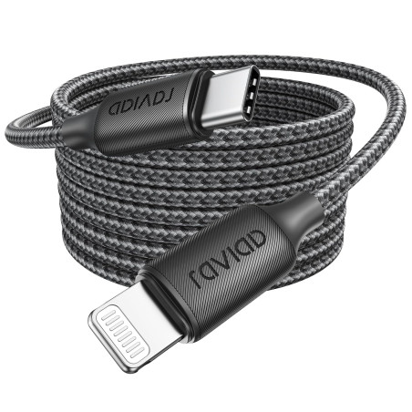 RAVIAD Câble USB C vers Lightning 3M [Certifié MFi] Câble USB C iPhone | Chargeur Rapide Power Delivery Fil Lightning USBC pour 