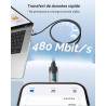 RAVIAD Câble USB C vers Lightning 3M [Certifié MFi] Câble USB C iPhone | Chargeur Rapide Power Delivery Fil Lightning USB C pour